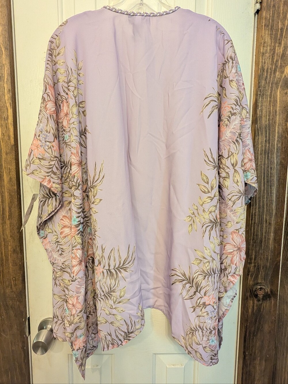 NWT Lavender Floral Kimono Open Front Cardigan Size 0X-1X Catherines Shawl Wrap - Picture 10 of 10